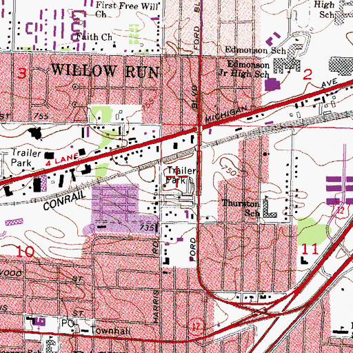 Topographic Map of Harris Park, MI