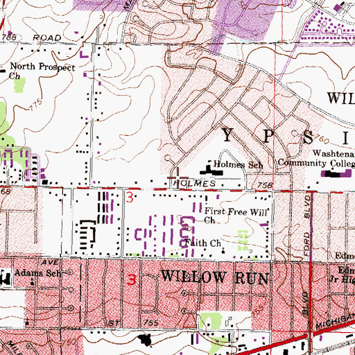 Topographic Map of Wendell Holmes Park, MI