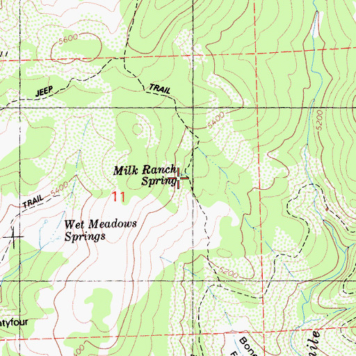 Topographic Map of Milk Ranch Spring, CA