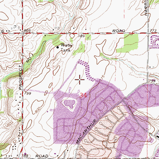 Topographic Map of Oakbrook Park, MI
