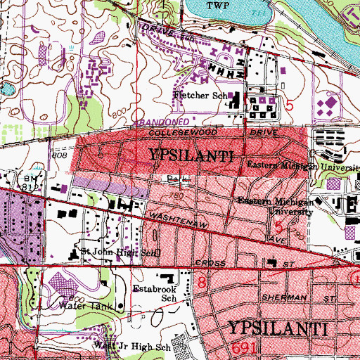 Topographic Map of Candy Cane Park, MI