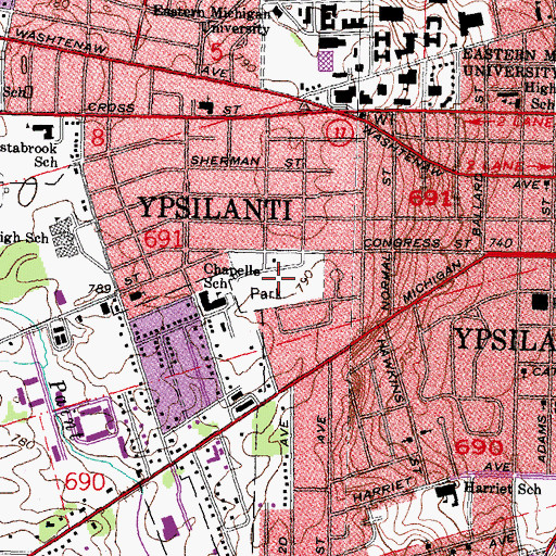 Topographic Map of Recreation Park, MI