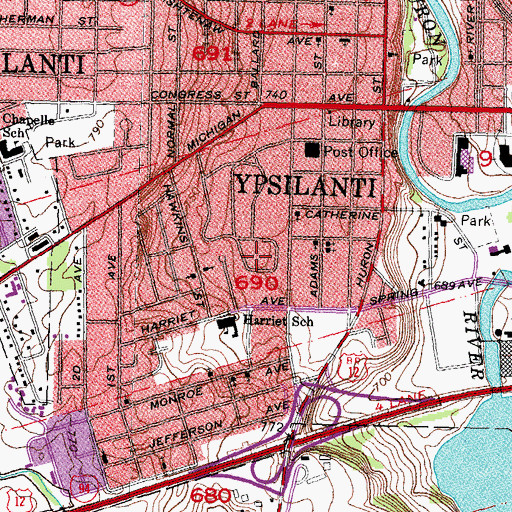 Topographic Map of Carrie Mattingly Tot Lot, MI