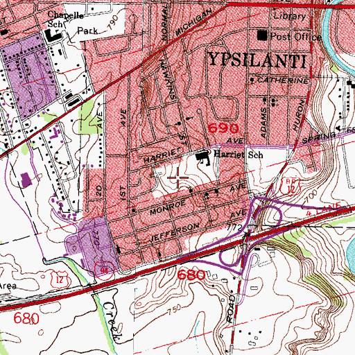 Topographic Map of Parkridge Park, MI