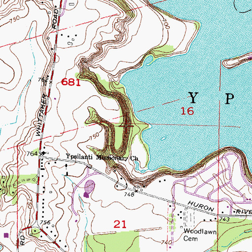 Topographic Map of Huron River Park, MI