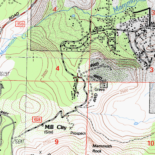 Topographic Map of Mill City (historical), CA