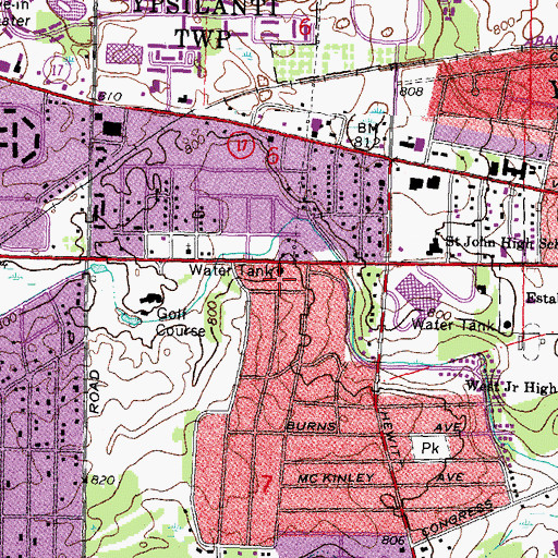 Topographic Map of Watertower Park, MI
