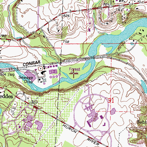 Topographic Map of Forest Nature Area, MI