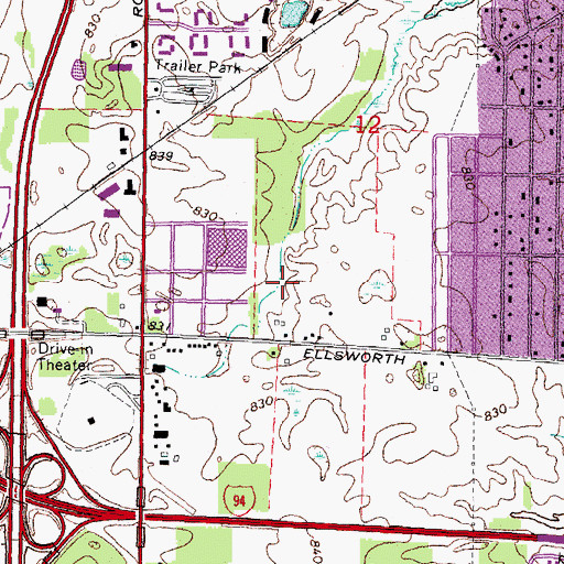 Topographic Map of Montibeller Park, MI