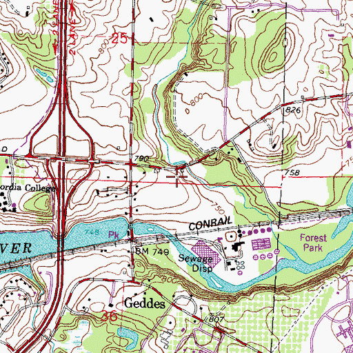 Topographic Map of Parker Mill County Park, MI