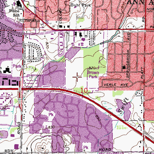 Topographic Map of Brown Park, MI
