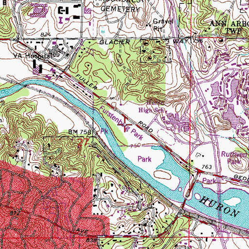 Topographic Map of Furstenberg Park, MI