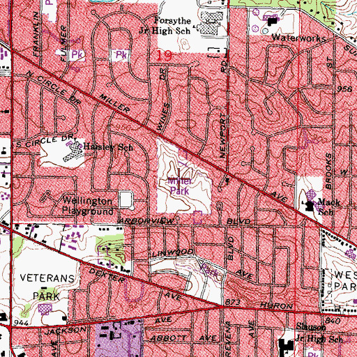 Topographic Map of Miller Nature Area, MI
