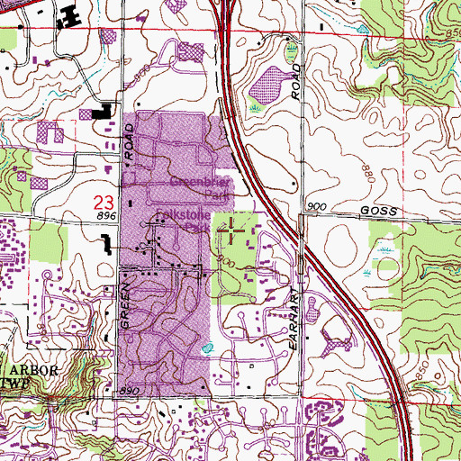 Topographic Map of Folkstone Park, MI
