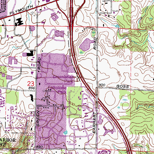 Topographic Map of Greenbrier Park, MI