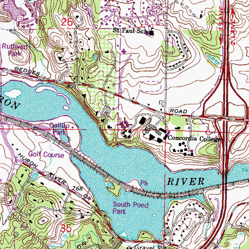 Topographic Map of David Residence Hall, MI