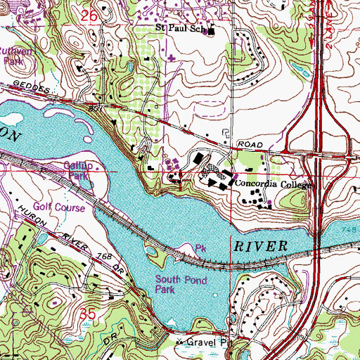Topographic Map of Esther Residence Hall, MI