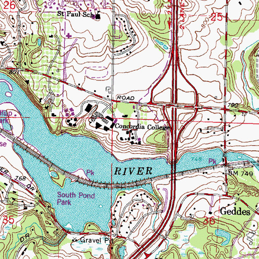 Topographic Map of Stephen Residence Hall, MI
