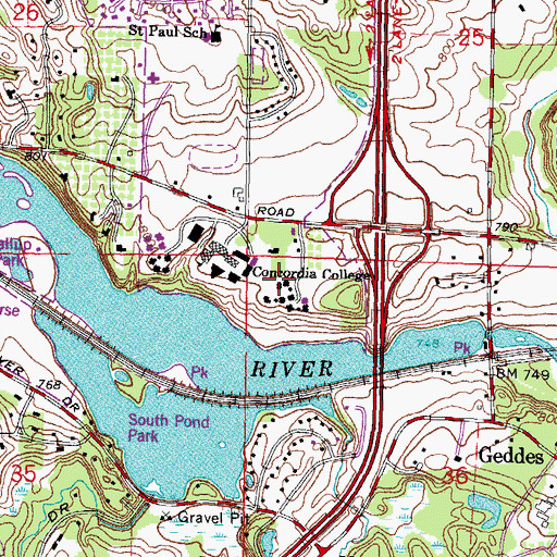 Topographic Map of Paul Residence Hall, MI
