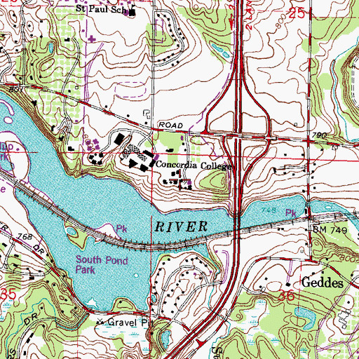 Topographic Map of Luke Residence Hall, MI