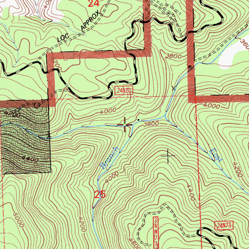 Topographic Map of West Branch Mill Creek, CA