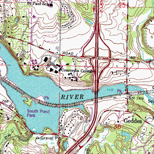 Topographic Map of Silas Residence Hall, MI