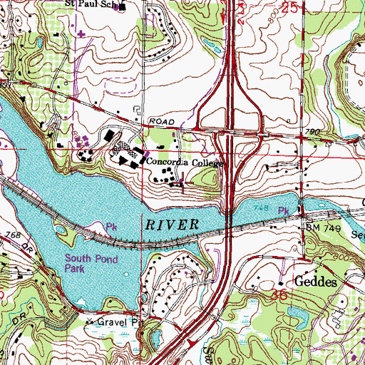 Topographic Map of Barnabas Residence Hall, MI