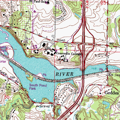 Topographic Map of John Mark Residence Hall, MI