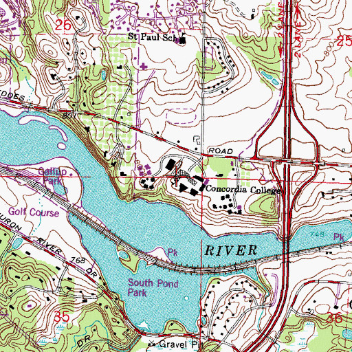 Topographic Map of Riverside Rooms, MI