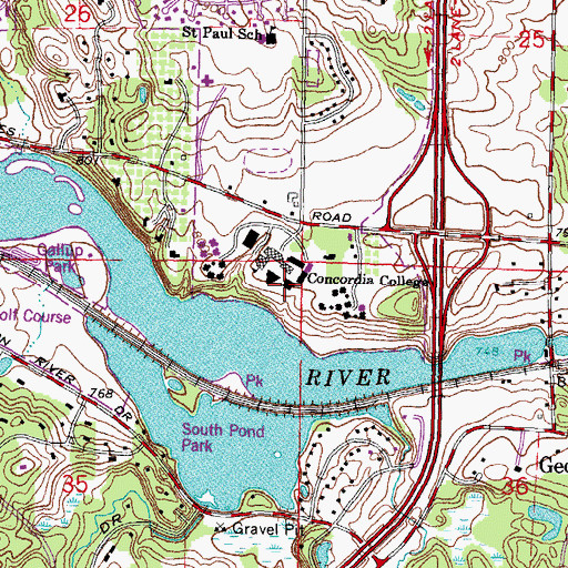Topographic Map of Kreft Center for the Arts, MI