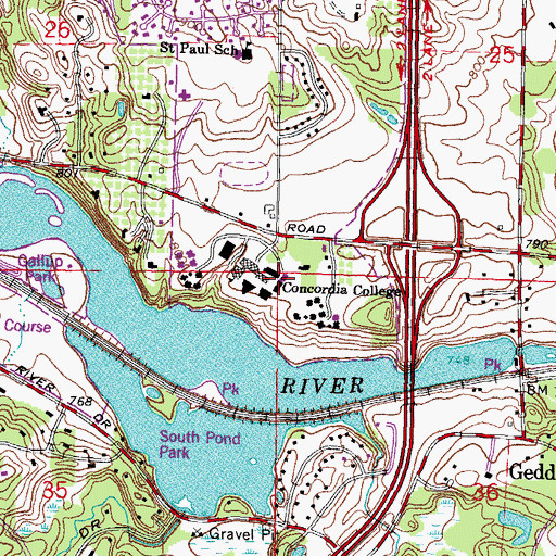 Topographic Map of Krieger Hall, MI