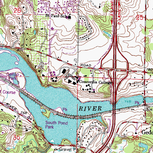 Topographic Map of Science Building, MI