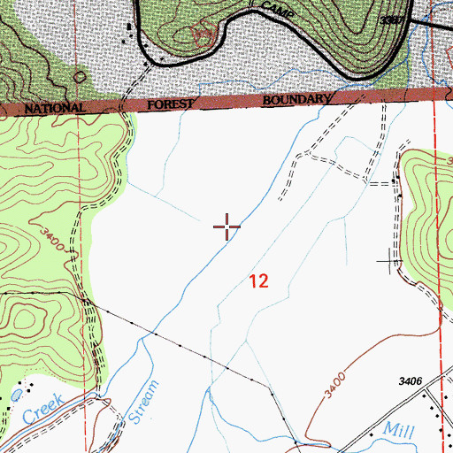 Topographic Map of Mill Creek, CA