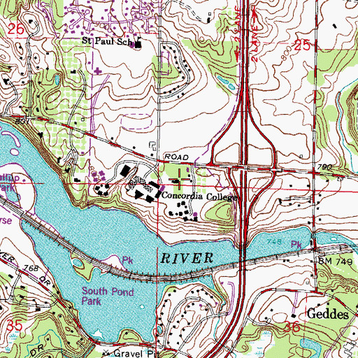 Topographic Map of Earhart Manor, MI