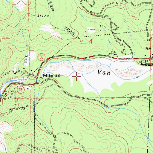 Topographic Map of Mill Creek, CA