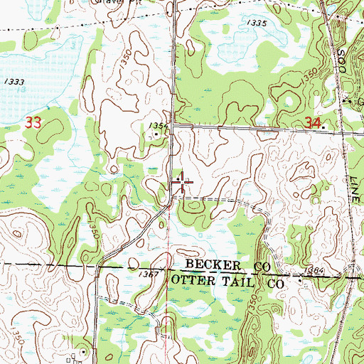 Topographic Map of Dahring Dairy, MN