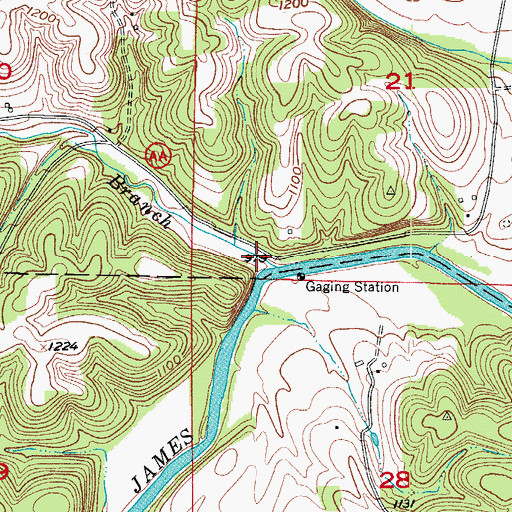 Topographic Map of Muehlbach Camp (historical), MO