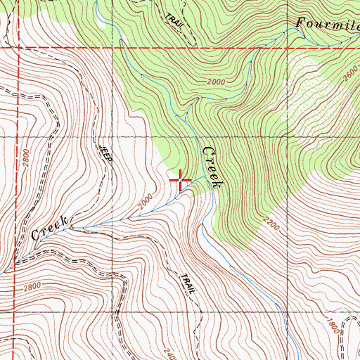 Topographic Map of Mill Creek, CA