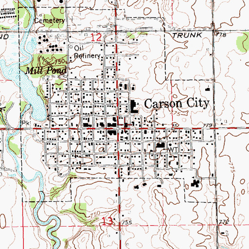 Topographic Map of Carson City Fire Department, MI