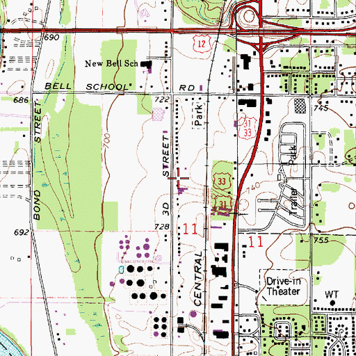 Topographic Map of Niles Charter Township Fire Department Station 2, MI