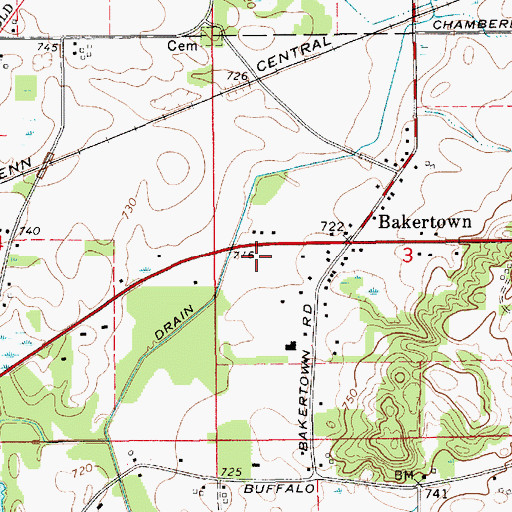 Topographic Map of Bertrand Township Fire Department Station 1 Headquarters, MI