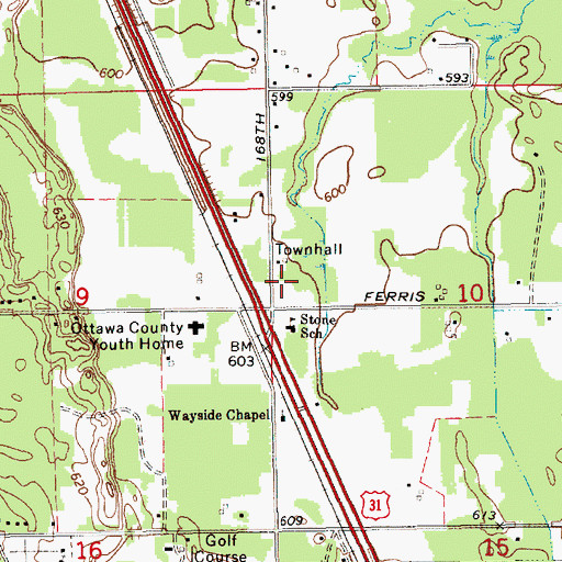 Topographic Map of Grand Haven Township Fire and Rescue, MI