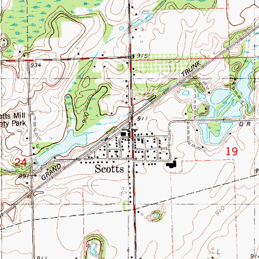 Topographic Map of Pavilion Township Fire Department Station 1, MI