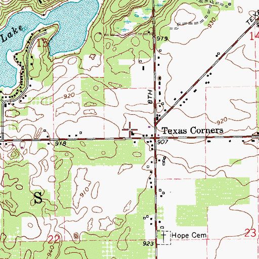Topographic Map of Texas Charter Township Fire and Rescue, MI