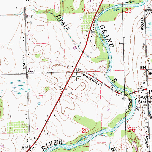 Topographic Map of Eaton Rapids Township Fire Department, MI