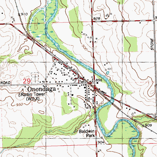 Topographic Map of Onondaga Township Fire Department, MI