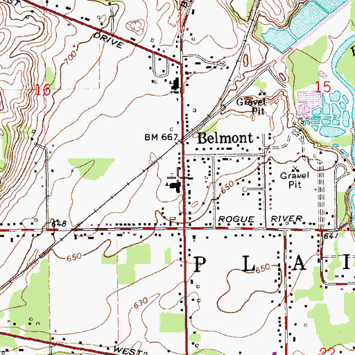 Topographic Map of Plainfield Fire Department Station 1, MI