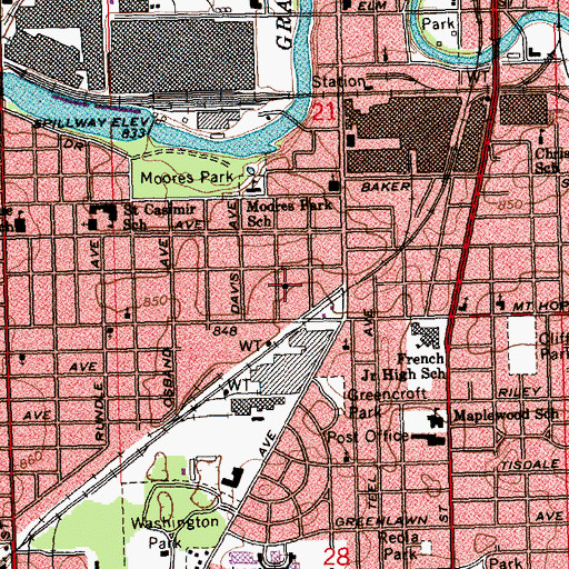 Topographic Map of Lansing Fire and Rescue Station 5, MI