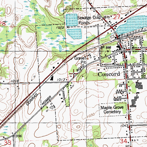Topographic Map of Concord Fire Department, MI