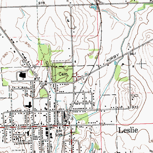 Topographic Map of Leslie Fire Department, MI